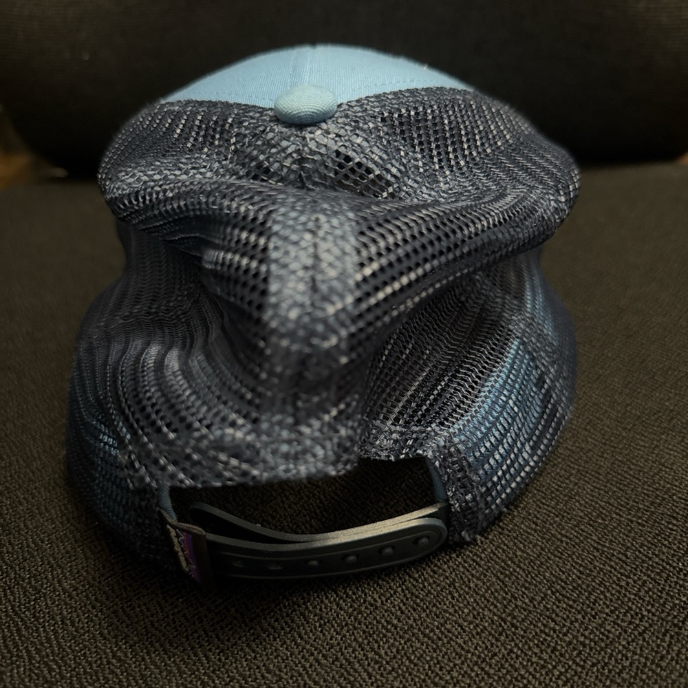 Patagonia Hat Cap Mens Snapback Blue Hiking Camping Trail Fishing Trucker Mesh - Picture 2 of 9